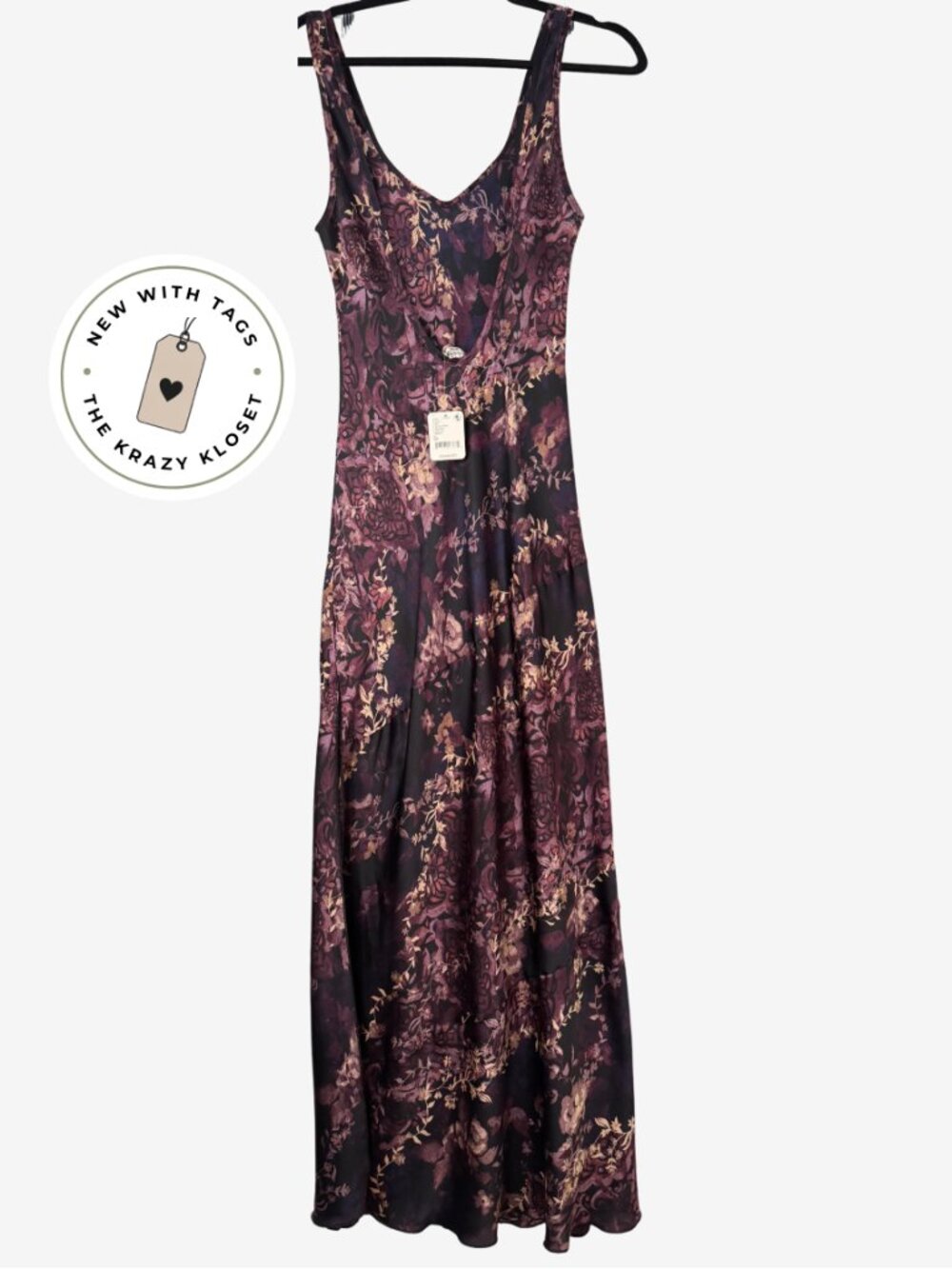 Free People Worth The Wait Bias Sleek Slip Black Combo Side-Slit MEDIUM NWT - Picture 2 of 13